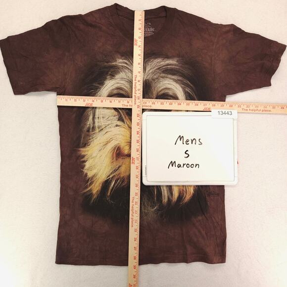 The Mountain Terrier Crew Neck Graphic T Shirt Mens Size Small S Maroon - Picture 6 of 11